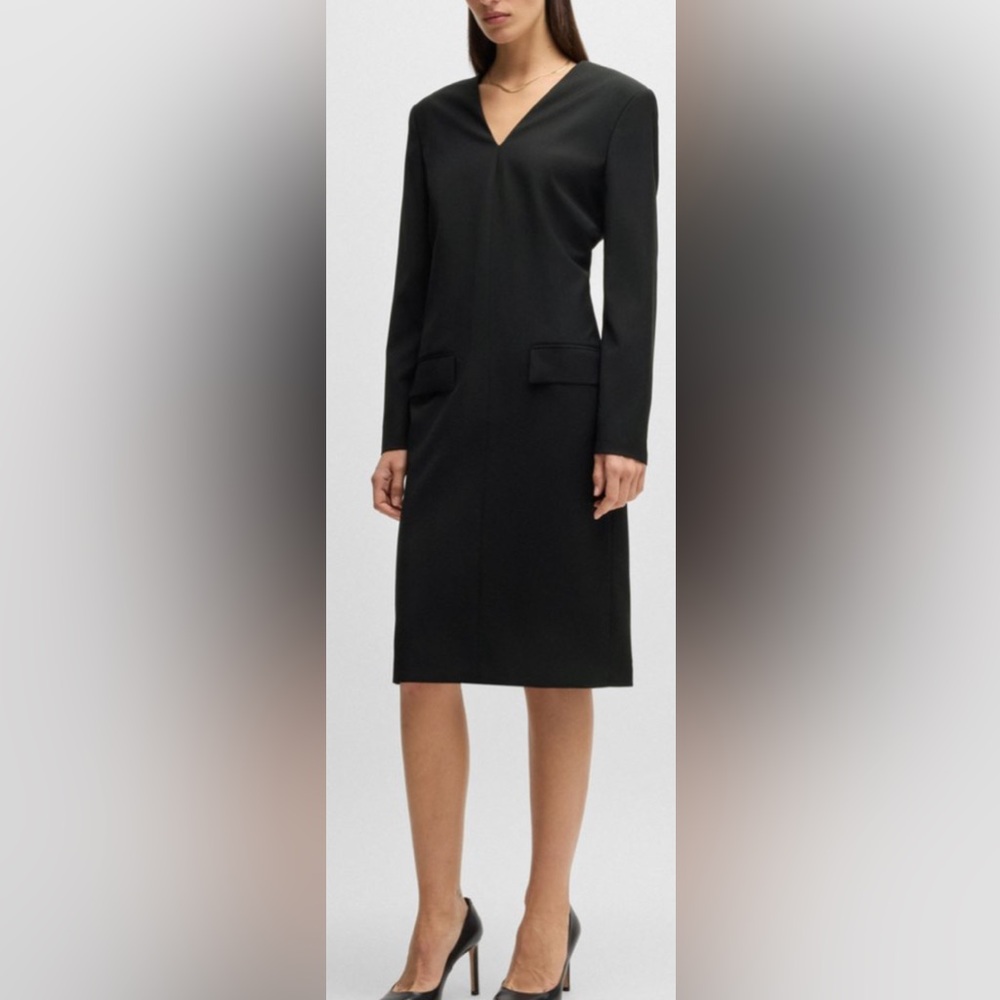 BOSS Hugo Boss Domitara V-Neck dress with flap pockets